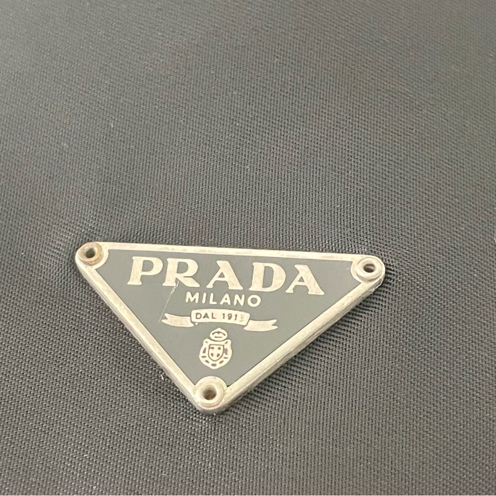 Prada black nylon triangle logo drawstring cosmetic pouch bag - Picture 2 of 10